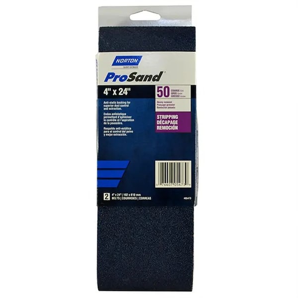Norton Co 4" x 24" ProSand BlueFire Portable Sanding Belt 50-Grit, PK 2 05473 - main